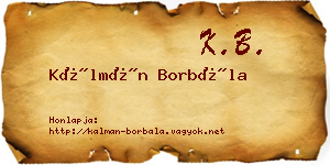 Kálmán Borbála névjegykártya